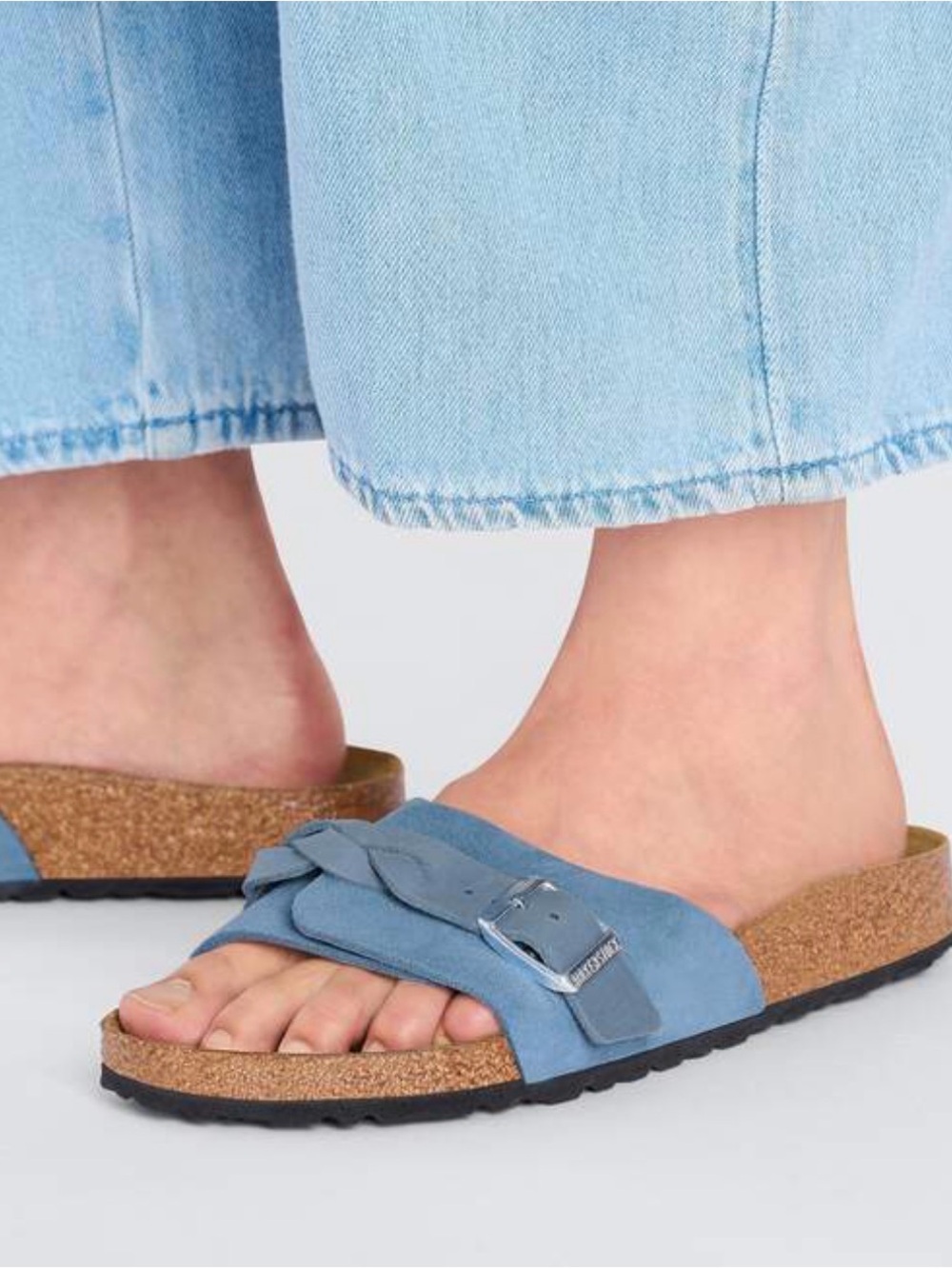 NWT Birkenstock women blue Braided Suede Slide Sandals size 9 - Picture 2 of 9